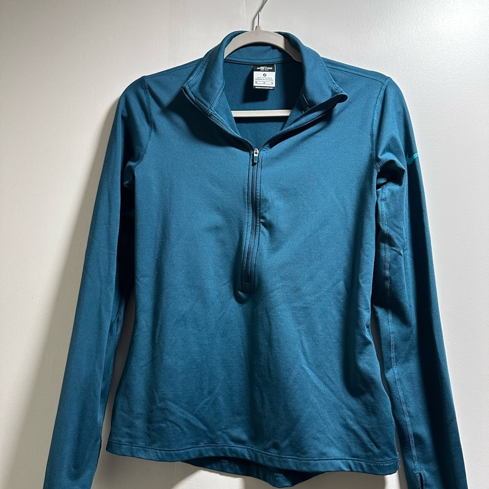 Nike Blue Fitted Long Sleeve Polo Sweatshirt